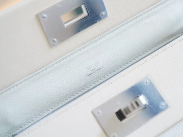 005c84d3efda396 Discount Hermes Mini Kelly 24/24 01 Blanc & I2 Nata Evercolor Leather Silver Hardware