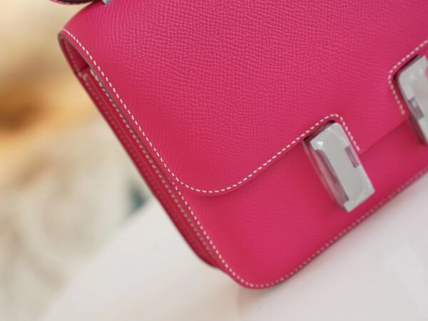 00611dc96cdfe36 Wholesale God Factory Bags Hermes Constance 19CM E5 Rose Tyrien Epsom Leather Silver Hardware