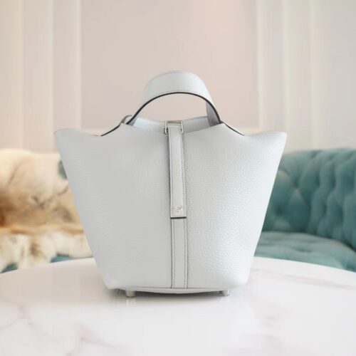 Stock God Factory Bags Hermes Picotin Bag18CM 08 Blue Pale Clemence Leather