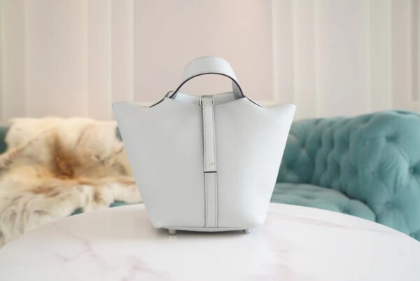 00d187a9bda6569 Stock God Factory Bags Hermes Picotin Bag18CM 08 Blue Pale Clemence Leather