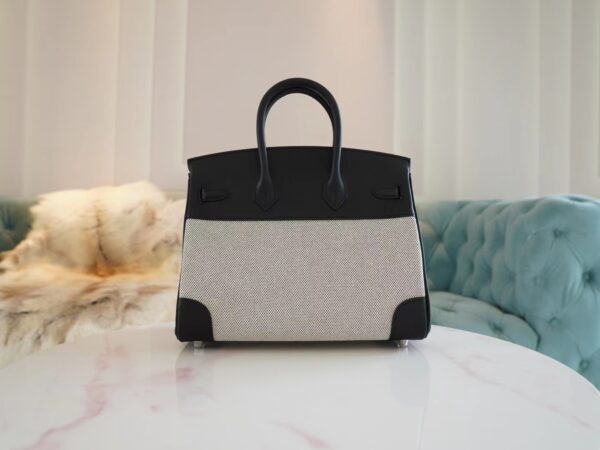 0156697c1c193f0 Qatar Doha Hermes Birkin 25CM Toile Canvas White & Black Silver Hardware