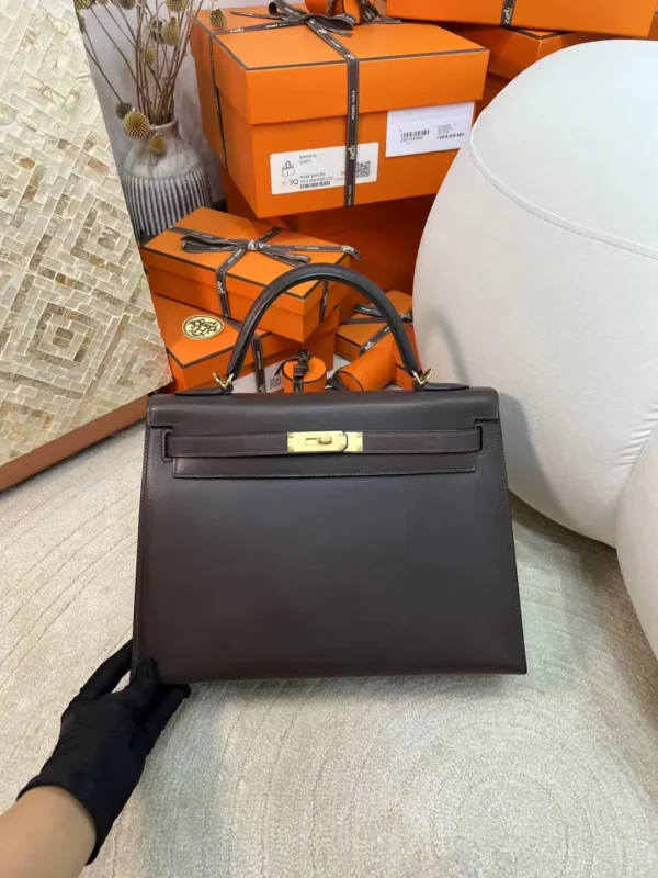 01dce08cd646c06-jpg-1 Hermes 46 Ebene Barenia Leather Kelly Sellier 32CM Gold Hardware