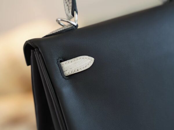0207509e33c2cca Hong Kong Hermes Kelly 25CM Swift / Lizard 89 Noir Silver Hardware