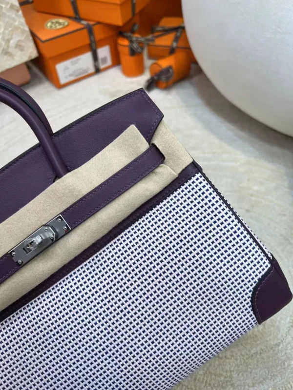 02cf391839593e6-jpg Hong Kong Birkin 25CM Toil Canvas / Leather N5 Cassis Silver Hardware