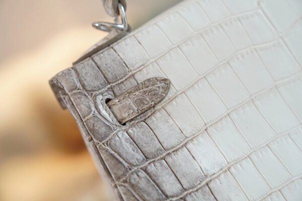 030a7ce97977267 Full Handmade Hermes Himalaya Crocodile Kelly 25CM Women’s Bag Silver Hardware