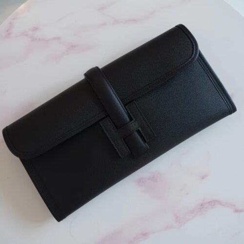 God Factory Bags Factory Hermes CK89 Black Epsom Leather Jige Clutch Bag Wallet