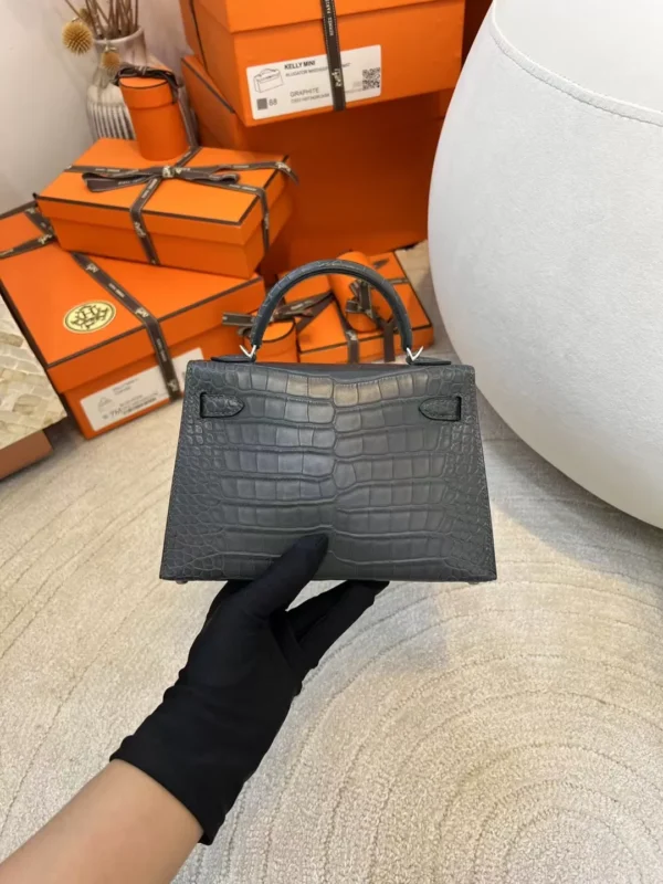 0520580a9bb7183-jpg Hermes Boutique Mini Kelly 19CM Matte Alligator 88 Gris Graphite Silver Hardware
