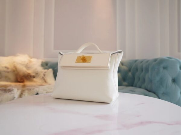 05b5a2e928c7b15 Full Handmade Hermes 01 Blanc & I2 Nata Evercolor Mini Kelly 24/24 Gold Hardware