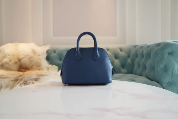 0648c7a3e30ec9f-1 Fashion Hermes Mini Bolide 18CM 71 Blue France Evercolor Leather Gold Hardware