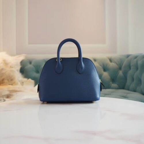 Fashion Hermes Mini Bolide 18CM 71 Blue France Evercolor Leather Gold Hardware