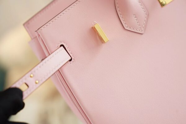077b1638363c800 Hand Stitch Hermes Birkin Bag25CM 3Q Rose Sakura Swift Leather Gold Hardware