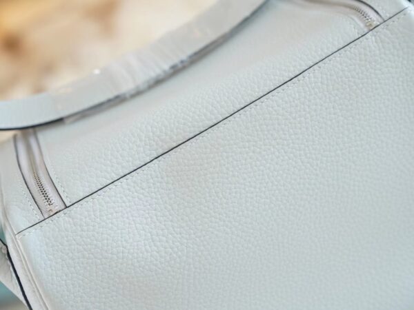 07e18c1a2f7021b Hand Stitch Hermes 08 Blue Pale Clemence Leather Lindy Bag26CM Silver Hardware