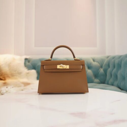 God Factory Bags Factory Hermes 3G Alezan Mini Kelly19CM Epsom Leather Gold Hardware