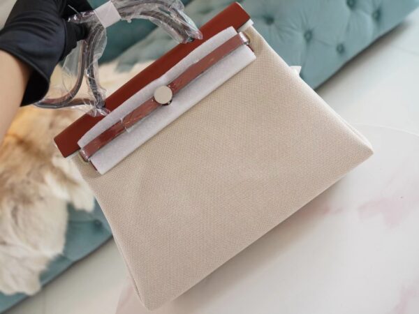 08416c58f5087c9 God Factory Bags Hermes Beton Canvas / Rouge Casaque Herbag 31CM Silver Hardware