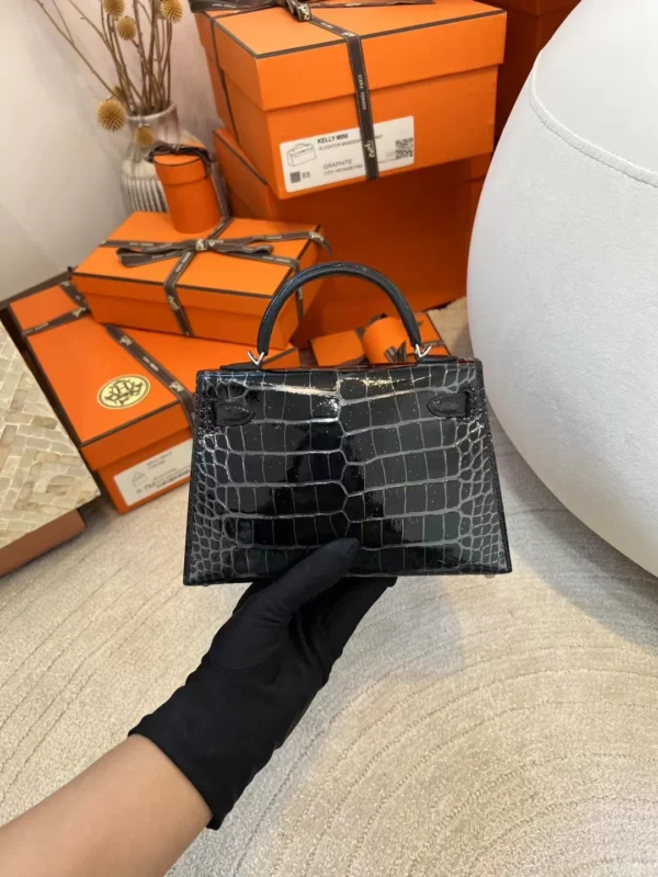 0920a5a5d51f7d0-jpg Hermes 89 Noir Mini Kelly 19CM HCP Shiny Alligator Silver Hardware