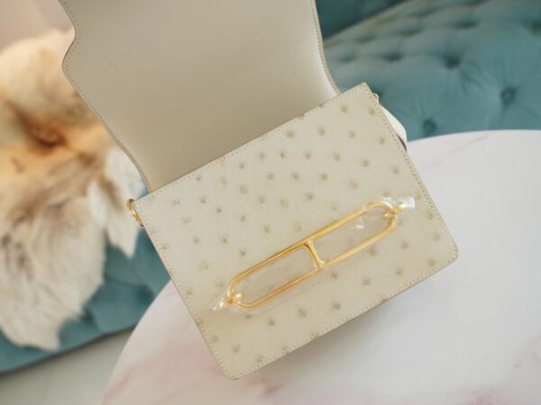 093307807a874f0 Hermes Boutique 3C Parchemin South Africa KK Ostrich Skin Roulis Mini18cm Gold Hardware