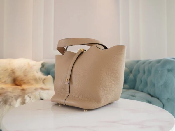 09c66ef2cafbfc1 Hermes Shop S2 Gris Trench Picotin 22CM Clemence Leather Gold Hardware