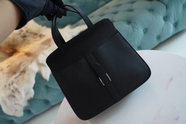 09e230bb2a01fa5-1 God Factory Bags Hermes CK89 Black Clemence Leather Halzan Mini 20CM Silver Hardware
