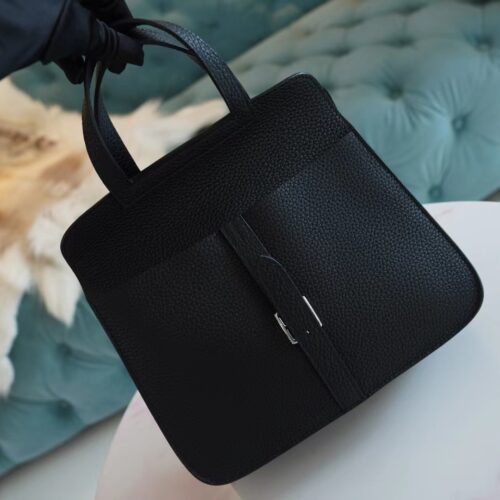 God Factory Bags Hermes CK89 Black Clemence Leather Halzan Mini 20CM Silver Hardware