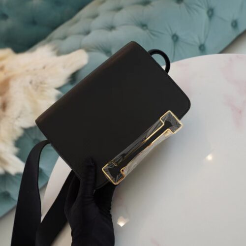 USA Los Angeles Hermes Geta 20CM Chevre Mysore 89 Noir Gold Hardware