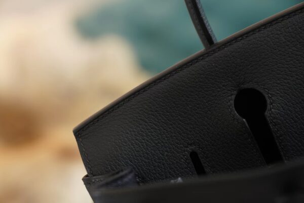 0a48273bc20b8f9 Full Handmade Hermes CK89 Black Togo Leather Birkin25CM Tote Bag Silver Hardware