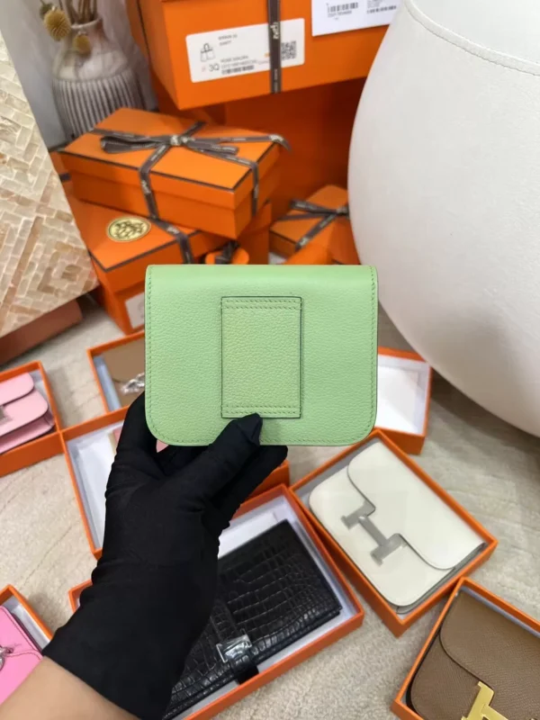 0aa5fea4b2c768d-jpg Handmade Hermes Togo Leather Constance Slim Wallet 3I Vert Criquet Gold Hardware