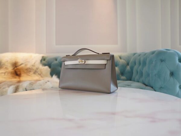 0ad627f229ffa51 Customize Hermes M8 Gris Asphalt & Nata Swift Leather Kelly Pochette22cm Clutch Bag