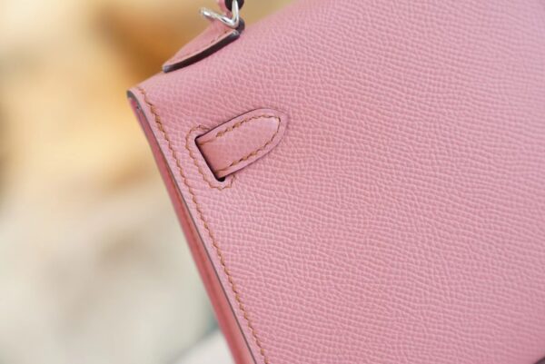 0b181f05516024b 【God Factory Bags】Hermes 5P Rose Mini Kelly 19CM Epsom Leather Silver Hardware