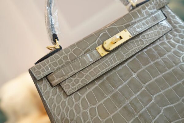 0b8d13b7c137b7f God Factory Bags Hermes CK81 Gris Tourterelle Shiny Aligator Crocodile Kelly28CM Gold Hardware