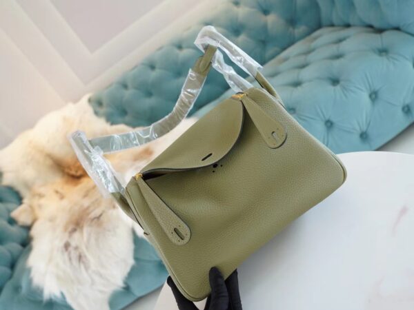0bb9bb02ee2b527 God Factory Bags Hermes Lindy26CM Q1 Sauge Clemence Leather Shoulder Bag Gold Hardware