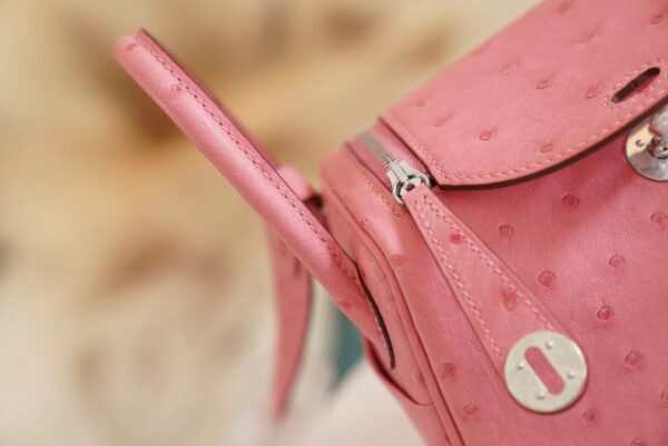 0c9089432259e59 Wholesale Hermes Mini Lindy19CM L4 Rose Bubble South Africa KK Ostrich Silver Hardware