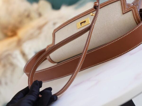 0caee3adb8b7cbc New Arrival God Factory Bags Hermes Depeches25CM Beige Canvas & Barenia Leather Gold Hardware