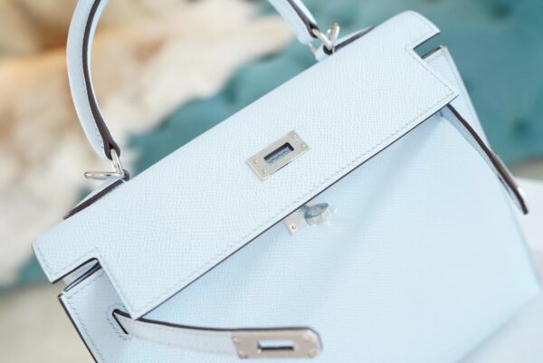 0d182cc576bf8eb God Factory Bags Hermes Kelly Kelly 25CM T0 Blue Brume Epsom Leather Gold/Silver Hardware