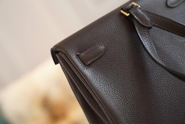 0e87b3985331789 Full Handmade Hermes Kelly Ado 22cm Backpack 46 Ebene Barenia Faubourg Gold Hardware