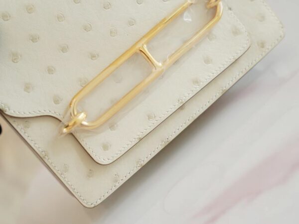 0eed0026f8234e9 Hermes Boutique 3C Parchemin South Africa KK Ostrich Skin Roulis Mini18cm Gold Hardware