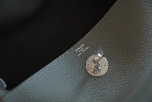 0f093b95616e046 Full Handmade Hermes 4Z Gris Mouette Clemence Lindy 26CM Silver Hardware