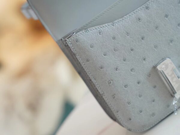 0f5607991ec1d6b God Factory Bags Hermes Constance19CM Shoulder Bag 8U Blue Glacier Ostrich Skin Silver Hardware