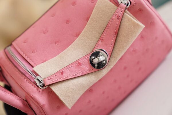 0f57c0c9142f304 Wholesale Hermes Mini Lindy19CM L4 Rose Bubble South Africa KK Ostrich Silver Hardware
