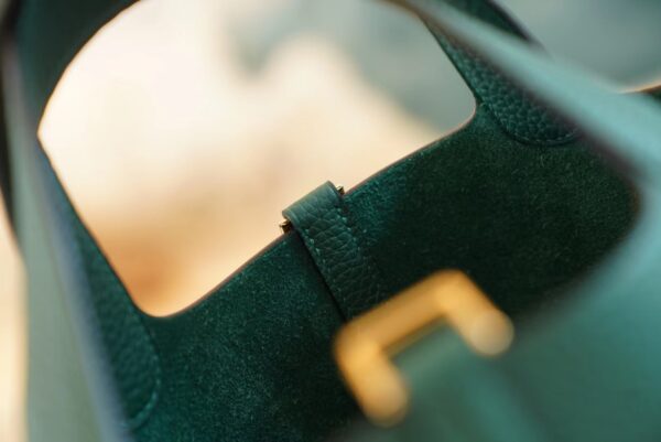 0f7ae2c7cd0839d Full Handmade Hermes Z6 Malachite Clemence Leather Picotin18CM Gold Hardware