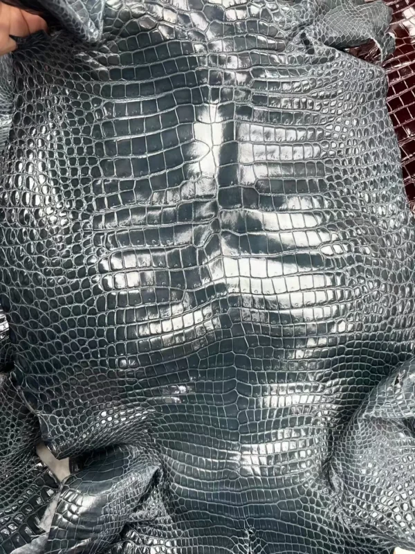 Special Order Hermes Bag N7 Blue Orage Shiny Porosus Crocodile Leather