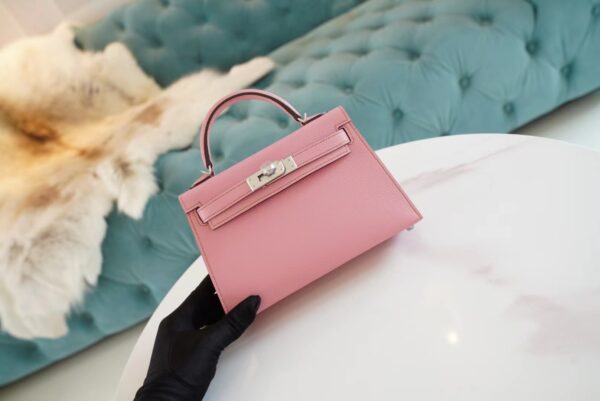 0fa5045f8dbc785 【God Factory Bags】Hermes 5P Rose Mini Kelly 19CM Epsom Leather Silver Hardware