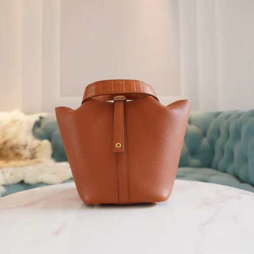 God Factory Bags Factory Hermes 36 Brique Clemence Leather Picotin18CM Touch Gold Hardware