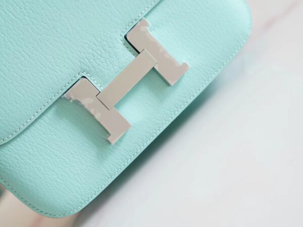 10409103c5d4c8d New God Factory Bags Hermes 79 Aqua Chevre Leather Constance 19CM Silver Hardware