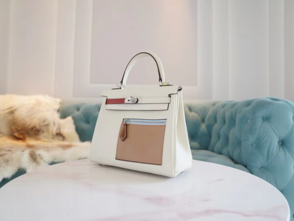 10a1076c5cefa1e New God Factory Bags Factory Hermes Kelly25CM Colormatic Craie Swift Leather Silver Hardware