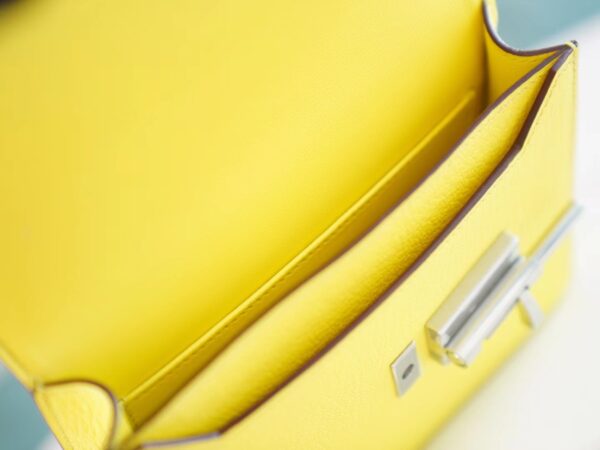 10b6f5525debda6 God Factory Bags Factory Hermes 9R Lemon Yellow Chevre Leather Verrou Mini17CM Silver Hardware