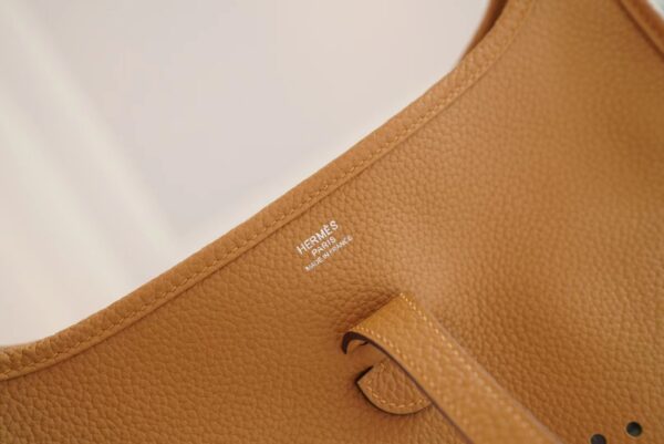 115960dd86dbf93 God Factory Bags Hermes Evelyne29CM 4B Biscuit TC Leather Shoulder Bag Silver Hardware