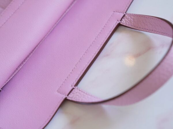 119a7c33439da80 Hand Stitch Hermes Halzan25CM Bag X9 Mauve Sylyestre Clemence Leather Silver Hardware
