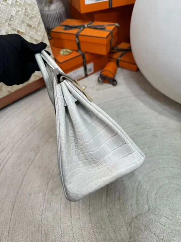 119c5e065b4f643-jpg Full Handmade HCP Matte Porosus Crocodile Birkin 25CM 8L Beton Gold Hardware