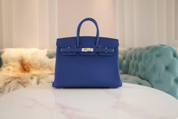 11a12c387beb7c7-1 New Arrival Hermes 71 Blue France Togo Leather Birkin25CM Silver Hardware