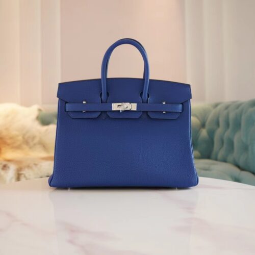 New Arrival Hermes 71 Blue France Togo Leather Birkin25CM Silver Hardware